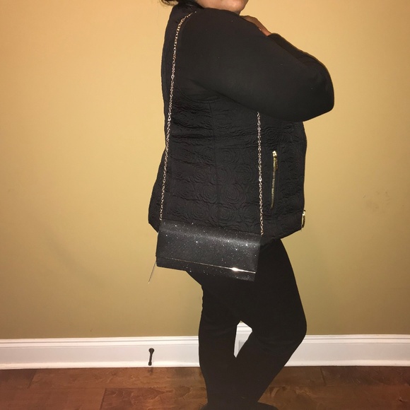 Black and Gold Glitter Handbag Clutch Purse - Picture 2 of 7